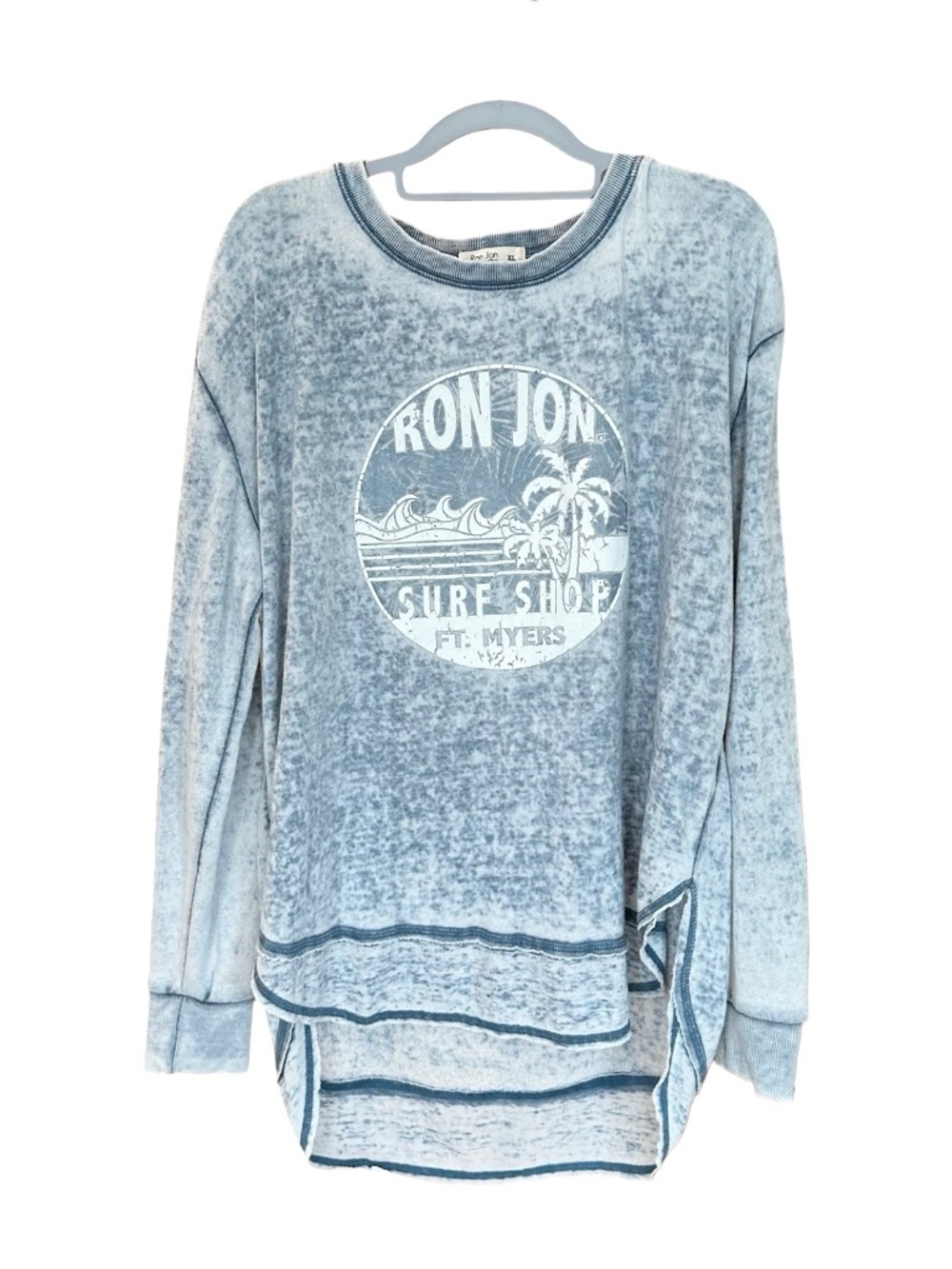 Ron Jon Women's Heavily Distressed Soft Cozy Lightweight Sweatshirt XL